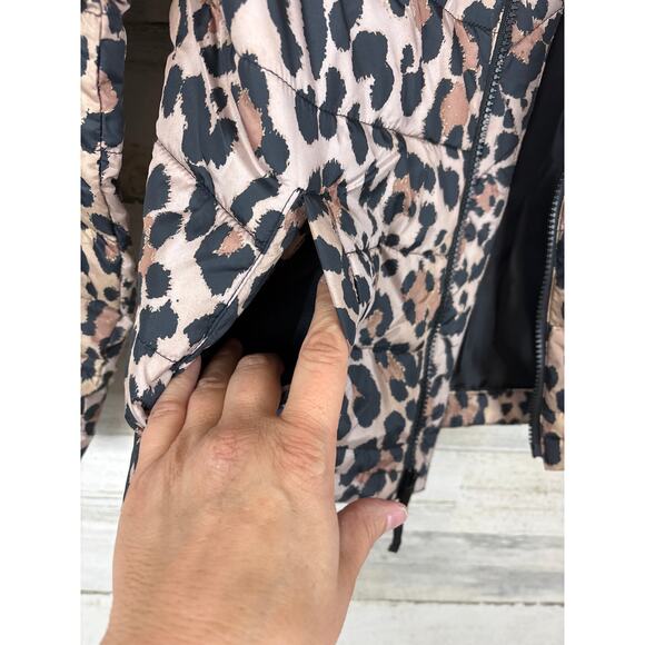 GAP Womens XS Black Tan Ombre Cheetah Print Lined Zip-Up Puffer Jacket NEW - Picture 6 of 6